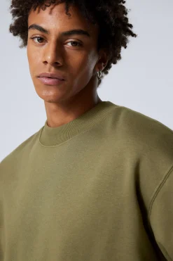 Weekday RELAXED HEAVYWEIGHT SWEATSHIRT dusty khaki green Sale