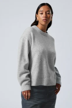 Weekday RELAXED KNITTED SWEATER light grey melange Cheap