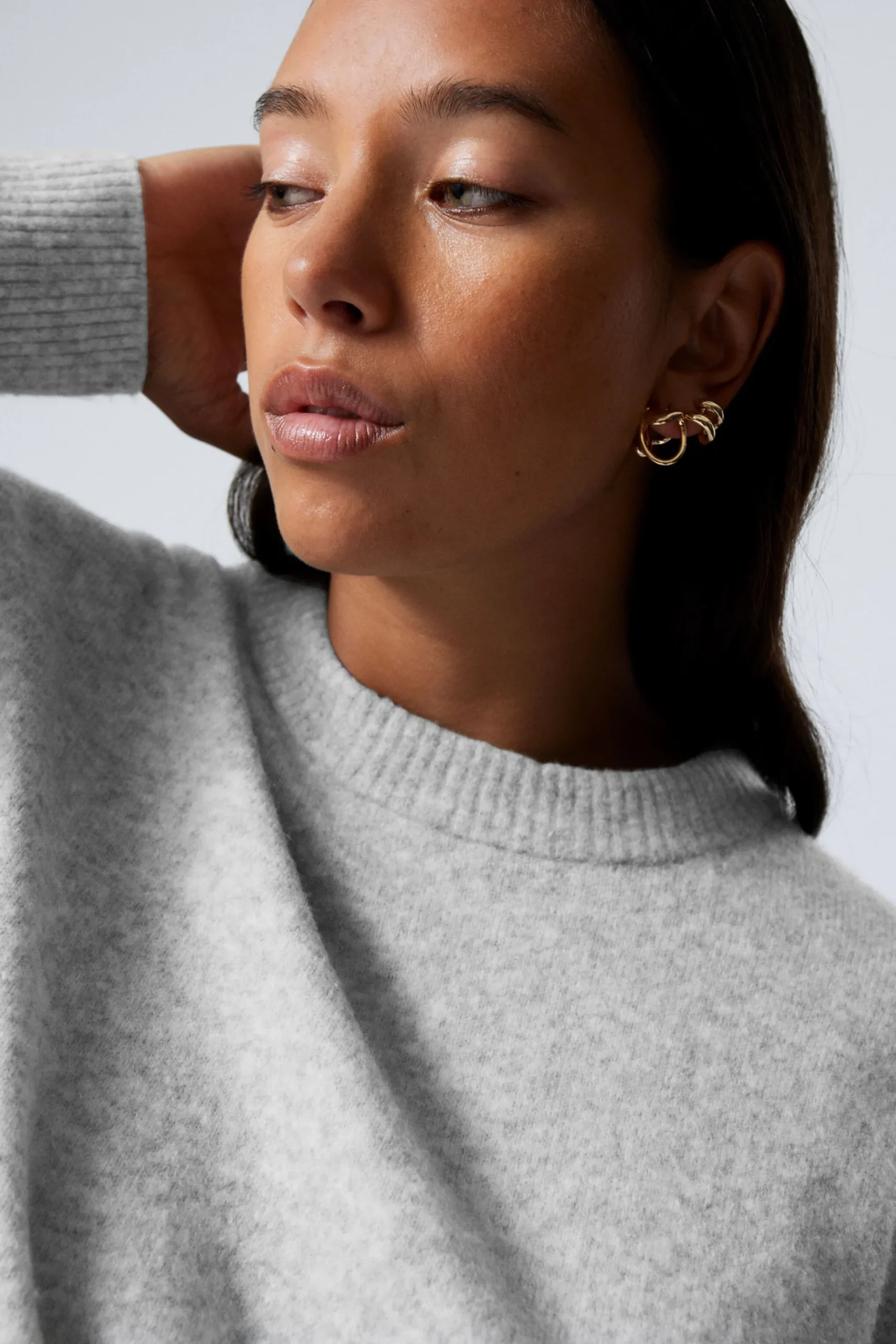 Weekday RELAXED KNITTED SWEATER light grey melange Cheap