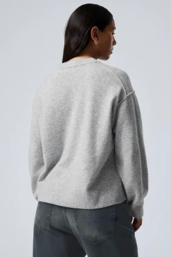 Weekday RELAXED KNITTED SWEATER light grey melange Cheap