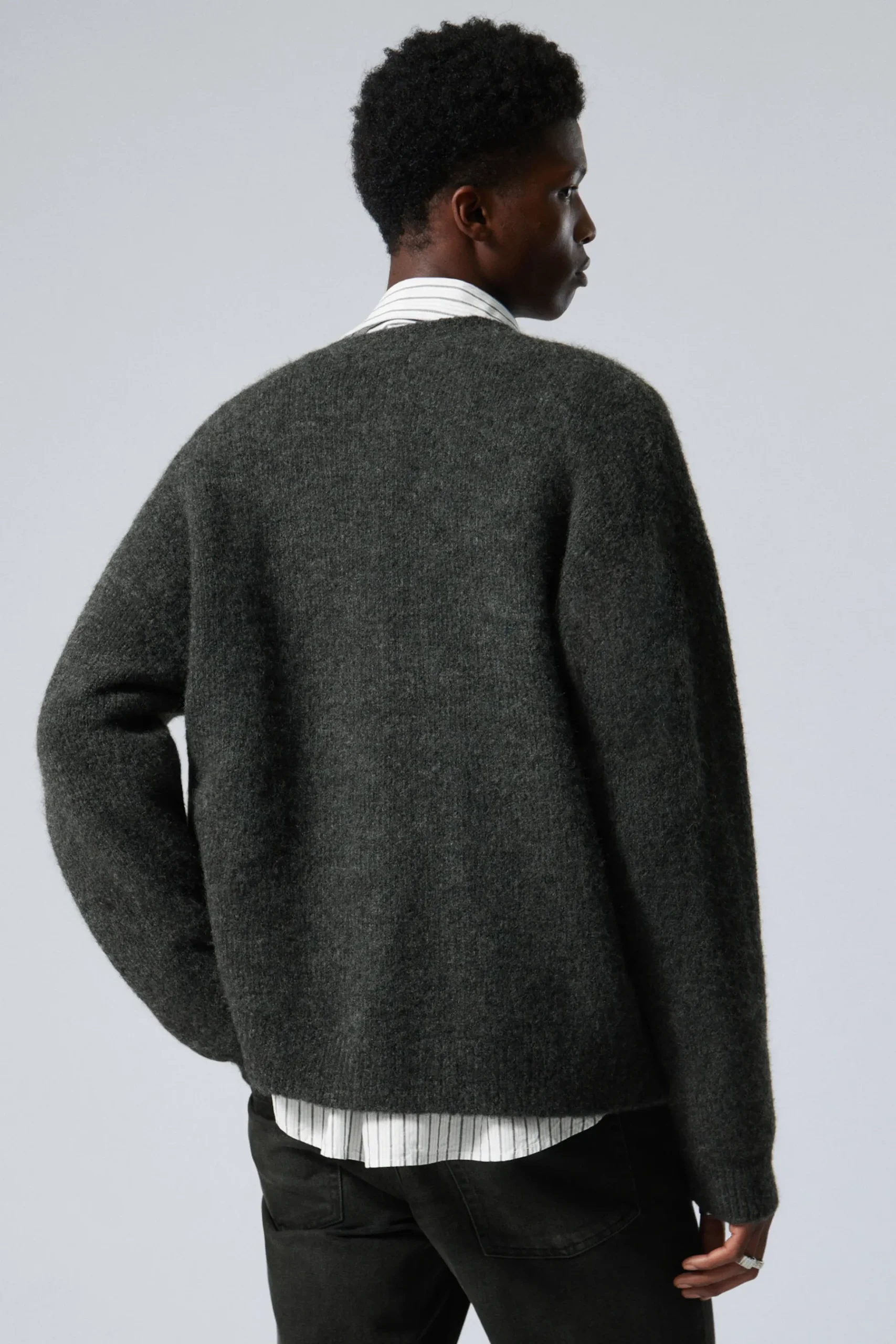 Weekday RELAXED KNITTED WOOL-BLEND CARDIGAN black Discount