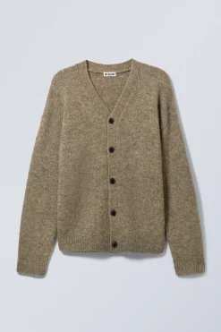 Weekday RELAXED KNITTED WOOL-BLEND CARDIGAN dark mole Best Sale