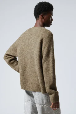 Weekday RELAXED KNITTED WOOL-BLEND CARDIGAN dark mole Best Sale