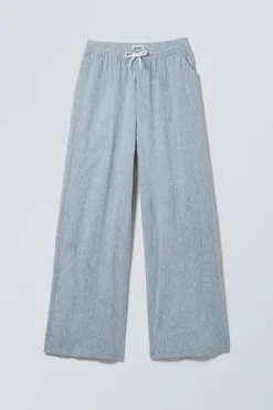Weekday RELAXED LINEN BLEND TROUSERS dusty blue melange Store