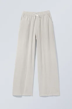 Weekday RELAXED LINEN BLEND TROUSERS dusty ecru melange Best Sale