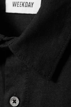 Weekday RELAXED LINEN SHORT SLEEVE black Clearance