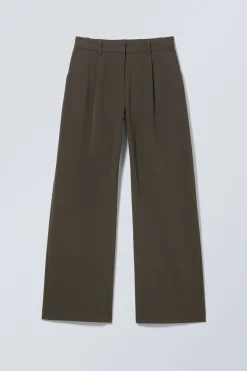 Weekday RELAXED PLEATED SUITING TROUSERS dark mole Fashion