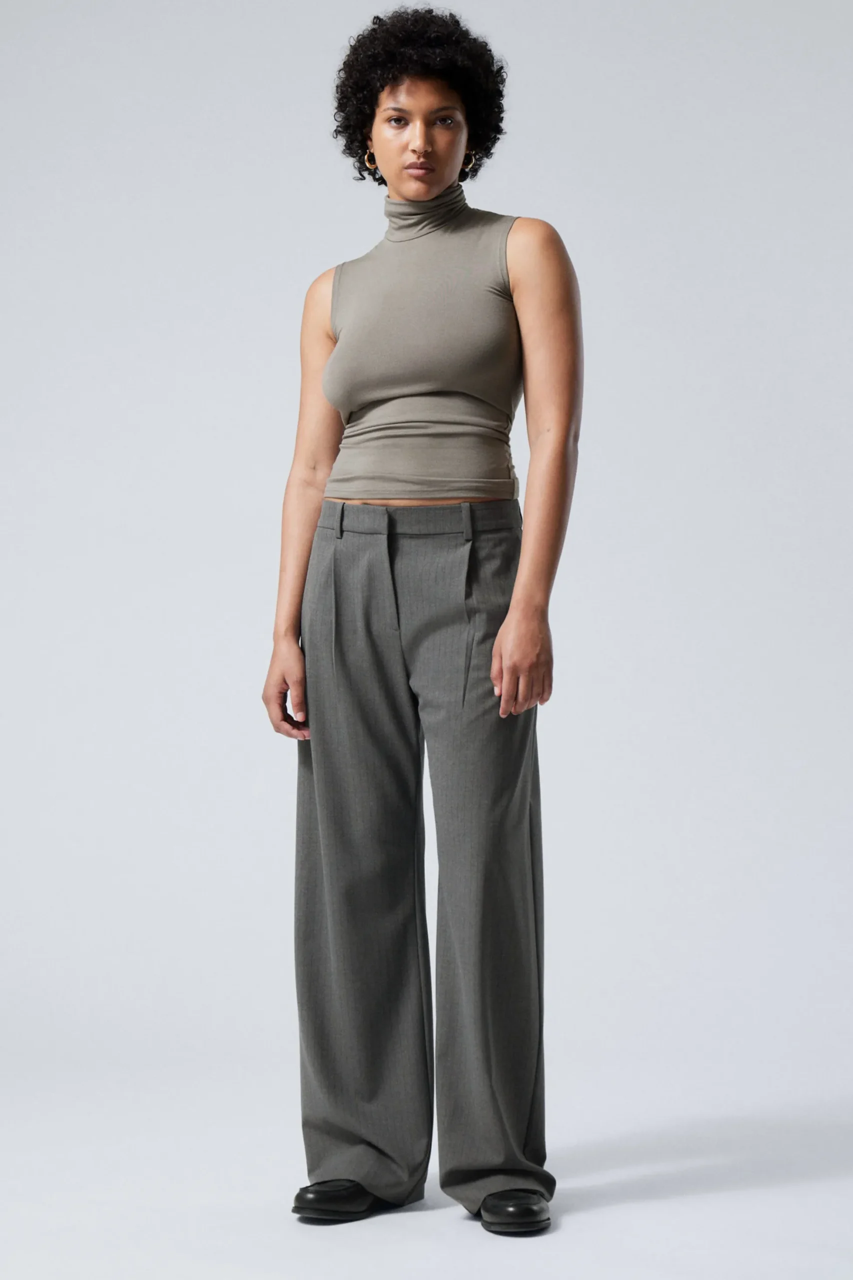 Weekday RELAXED PLEATED SUITING TROUSERS dark grey pinstripe Best Sale