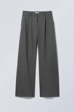 Weekday RELAXED PLEATED SUITING TROUSERS dark grey pinstripe Best Sale