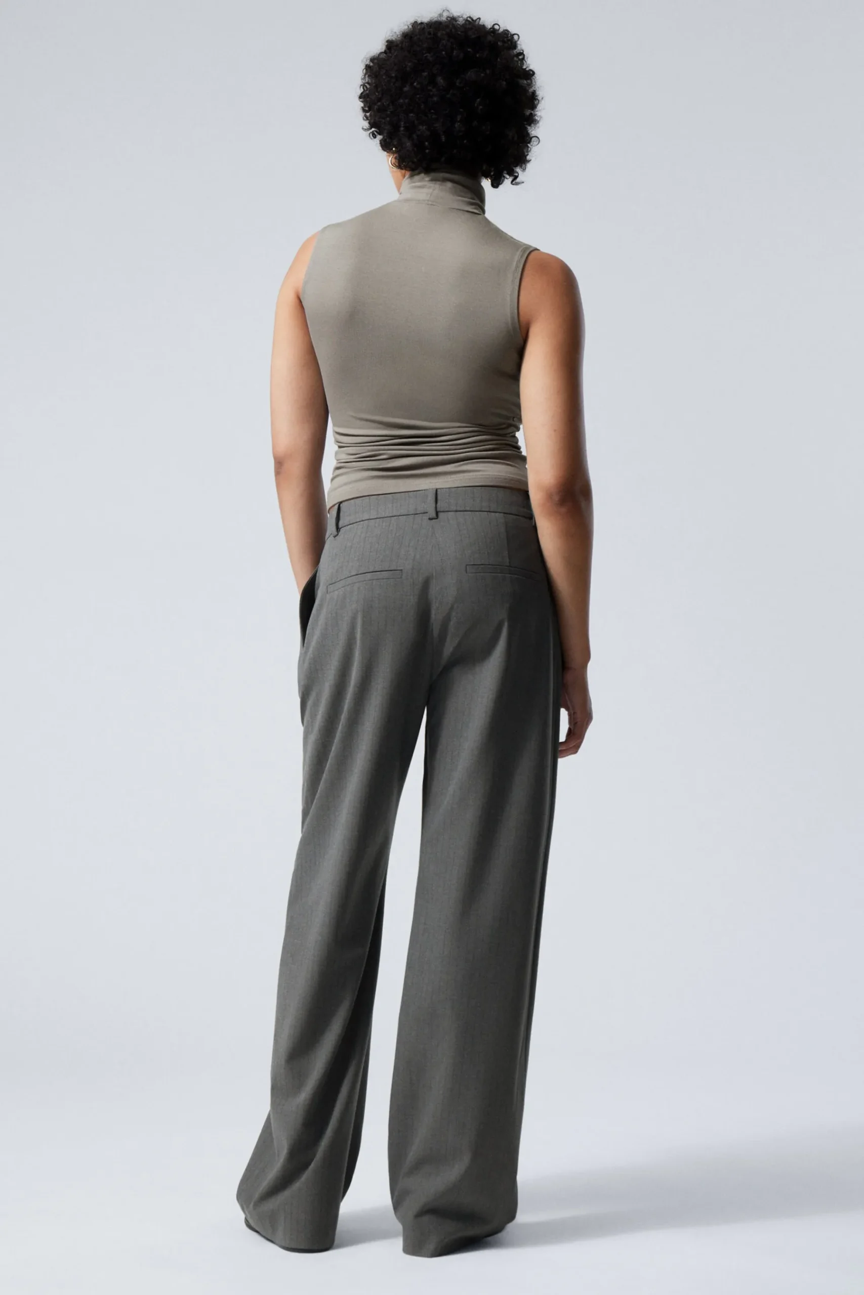 Weekday RELAXED PLEATED SUITING TROUSERS dark grey pinstripe Best Sale