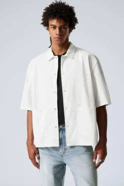 Weekday RELAXED SHORT SLEEVE COTTON SHIRT dusty white Online