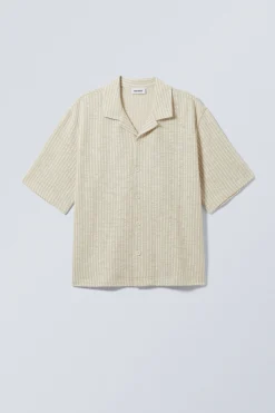 Weekday RELAXED STRIPED RESORT SHIRT beige stripe Outlet