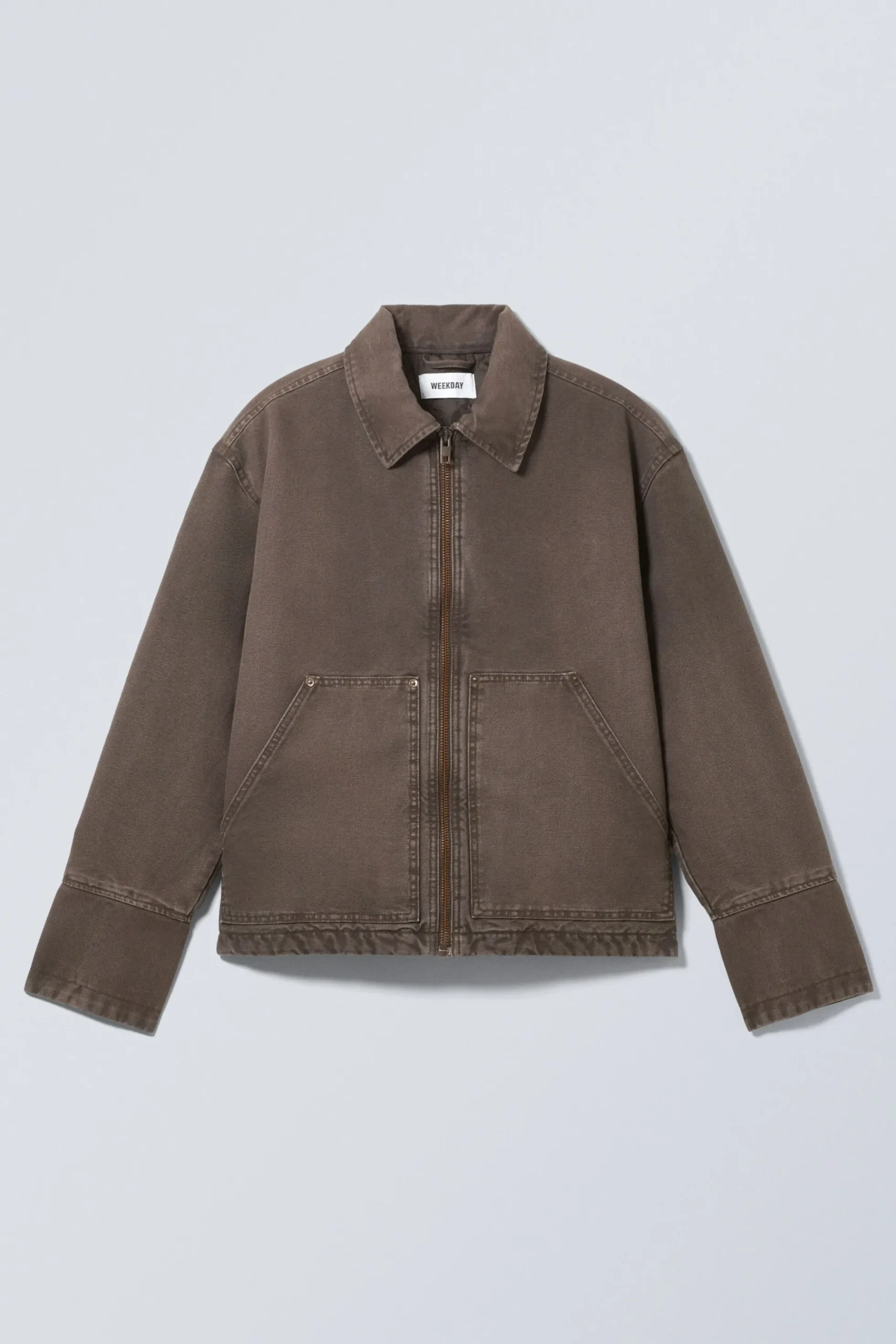 Weekday RELAXED UTILITY JACKET washed dark brown Shop