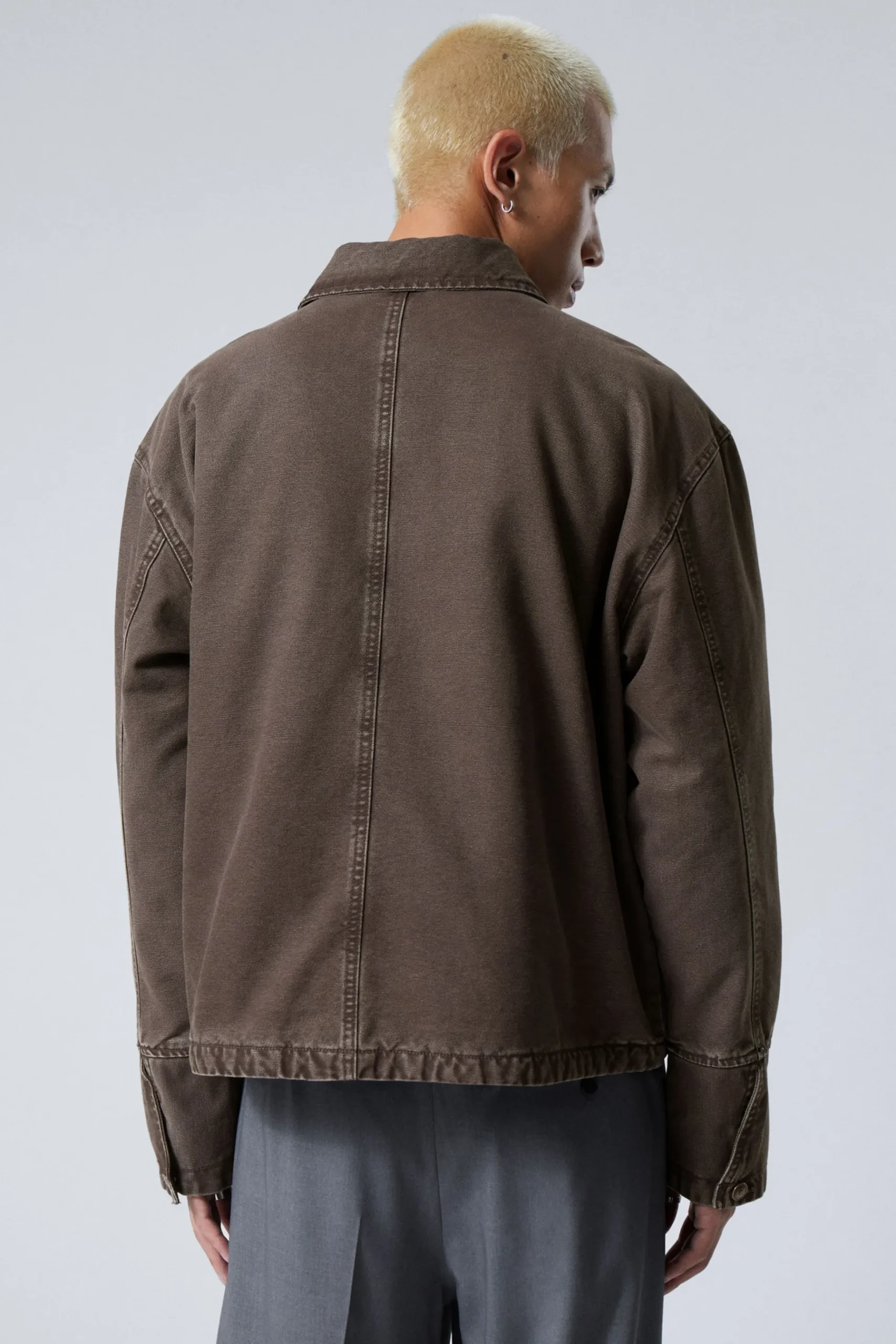 Weekday RELAXED UTILITY JACKET washed dark brown Shop