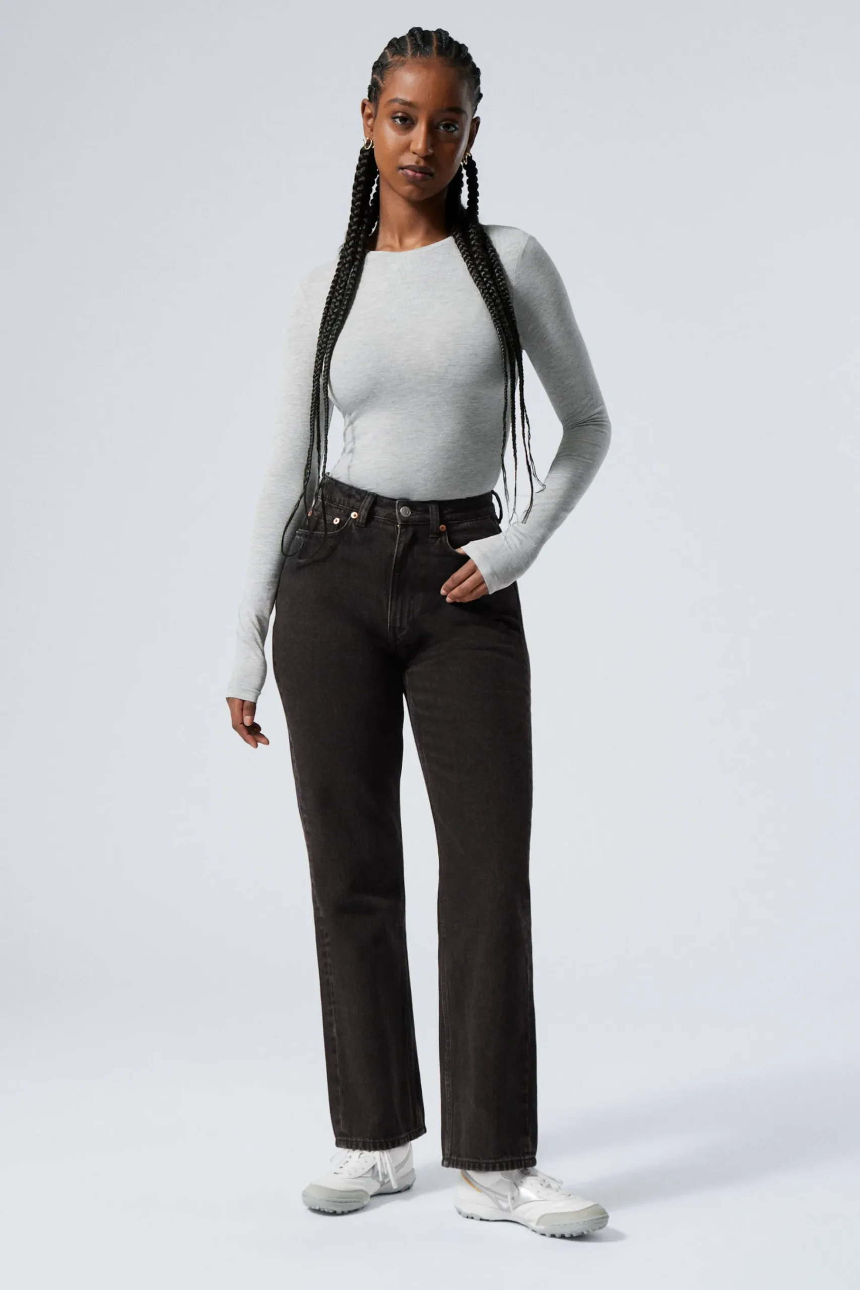 Weekday RESOLUTE CURVE HIGH WAISTED REGULAR STRAIGHT JEANS tuned black black Best Sale