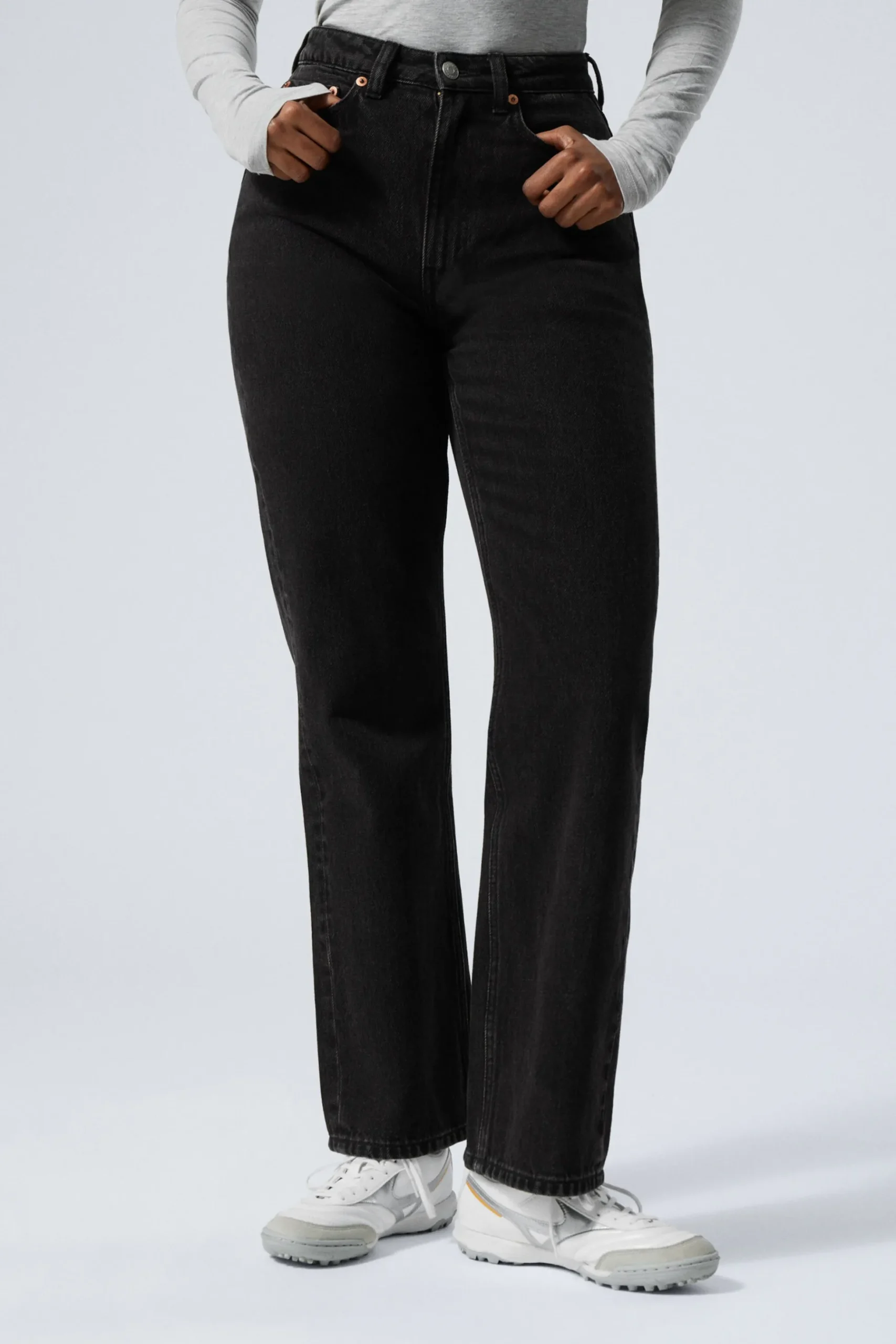 Weekday RESOLUTE CURVE HIGH WAISTED REGULAR STRAIGHT JEANS tuned black black Best Sale