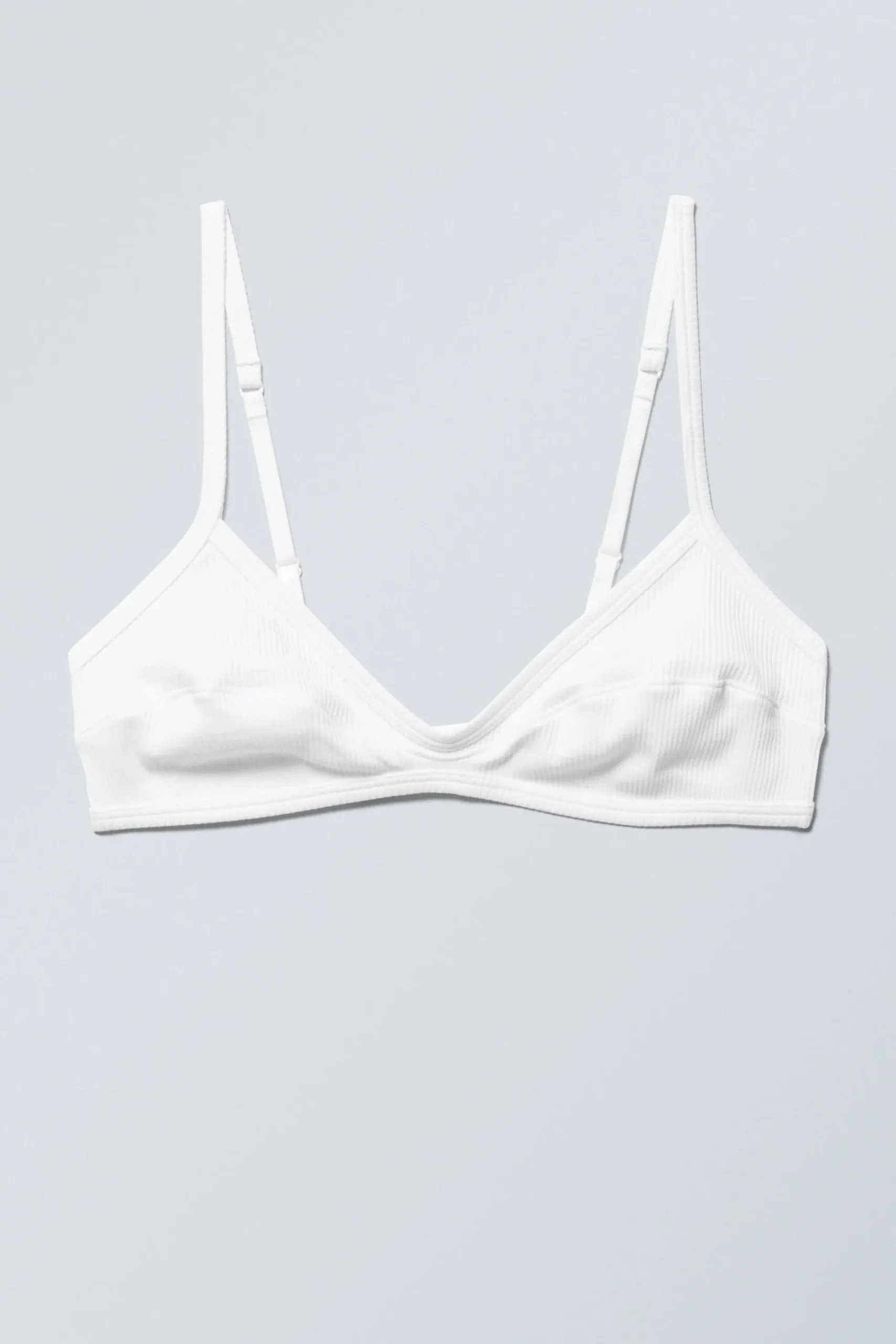 Weekday RIB SCOOP COTTON BRA white Cheap
