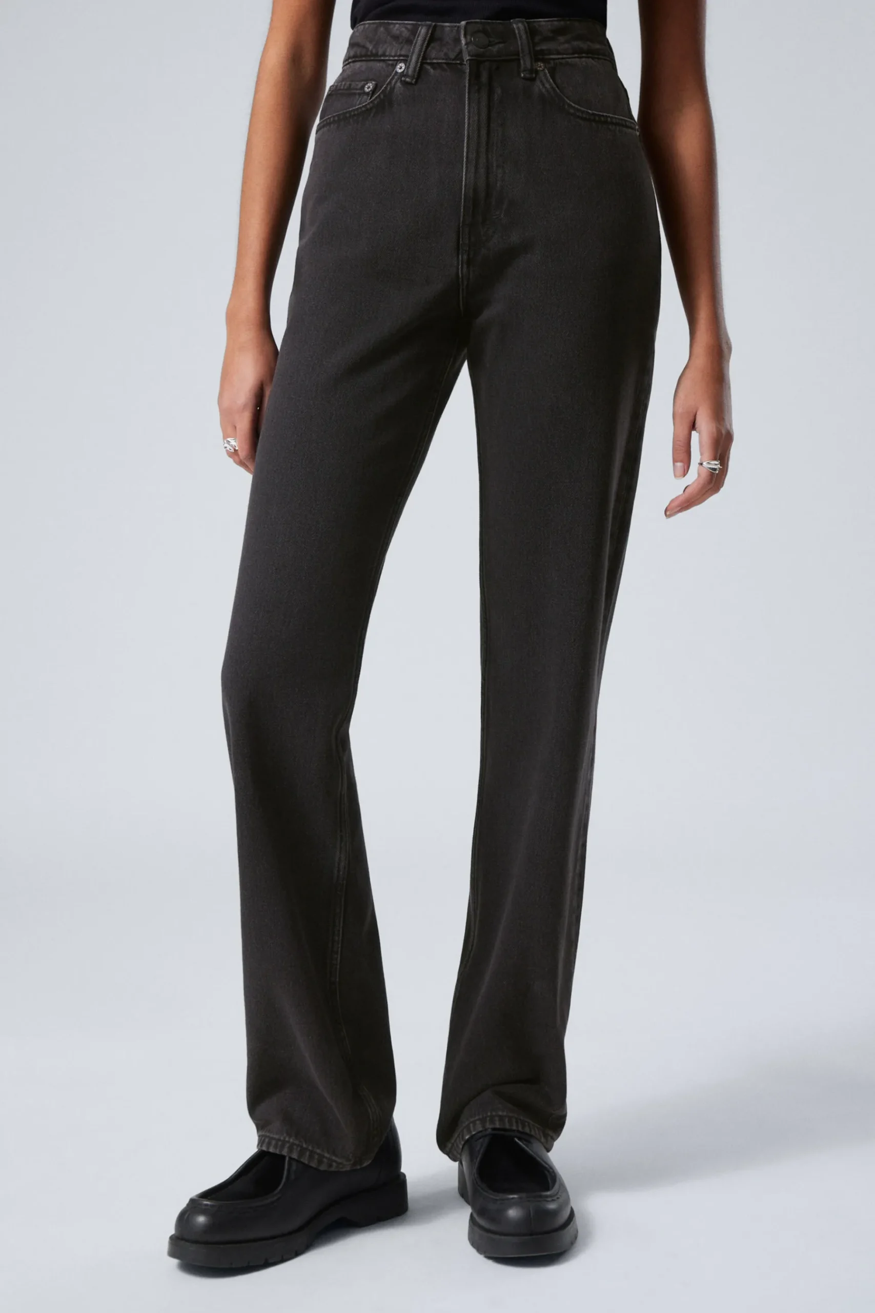 Weekday ROWE SUPER HIGH WAISTED REGULAR STRAIGHT LEG JEANS echo black black Best Sale