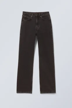 Weekday ROWE SUPER HIGH WAISTED REGULAR STRAIGHT LEG JEANS echo black black Best Sale