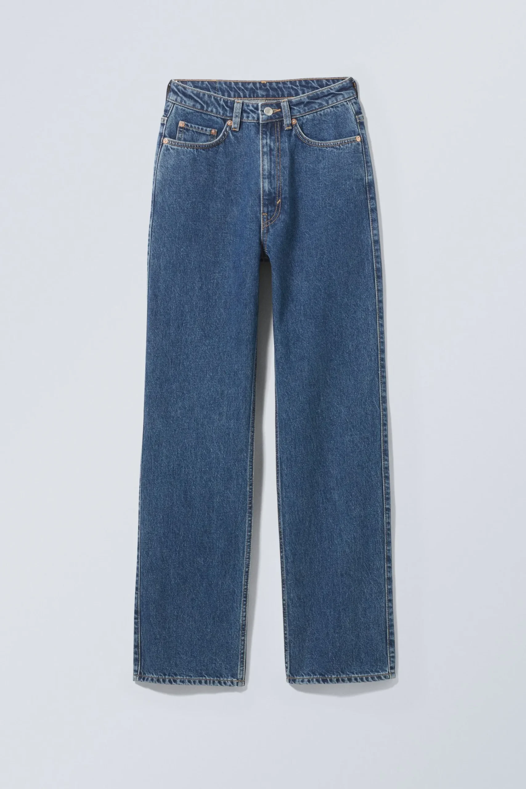 Weekday ROWE SUPER HIGH WAISTED REGULAR STRAIGHT LEG JEANS nobel blue medium blue Sale
