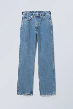 Weekday ROWE SUPER HIGH WAISTED REGULAR STRAIGHT LEG JEANS 90s blue medium blue Flash Sale