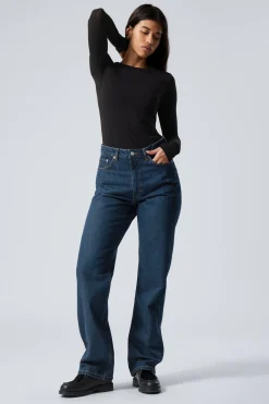 Weekday ROWE SUPER HIGH WAISTED REGULAR STRAIGHT LEG JEANS sapphire blue dark blue Cheap