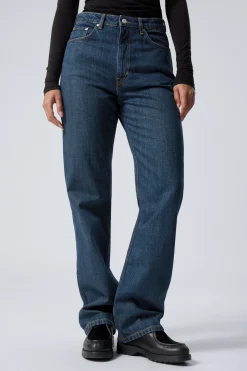 Weekday ROWE SUPER HIGH WAISTED REGULAR STRAIGHT LEG JEANS sapphire blue dark blue Cheap