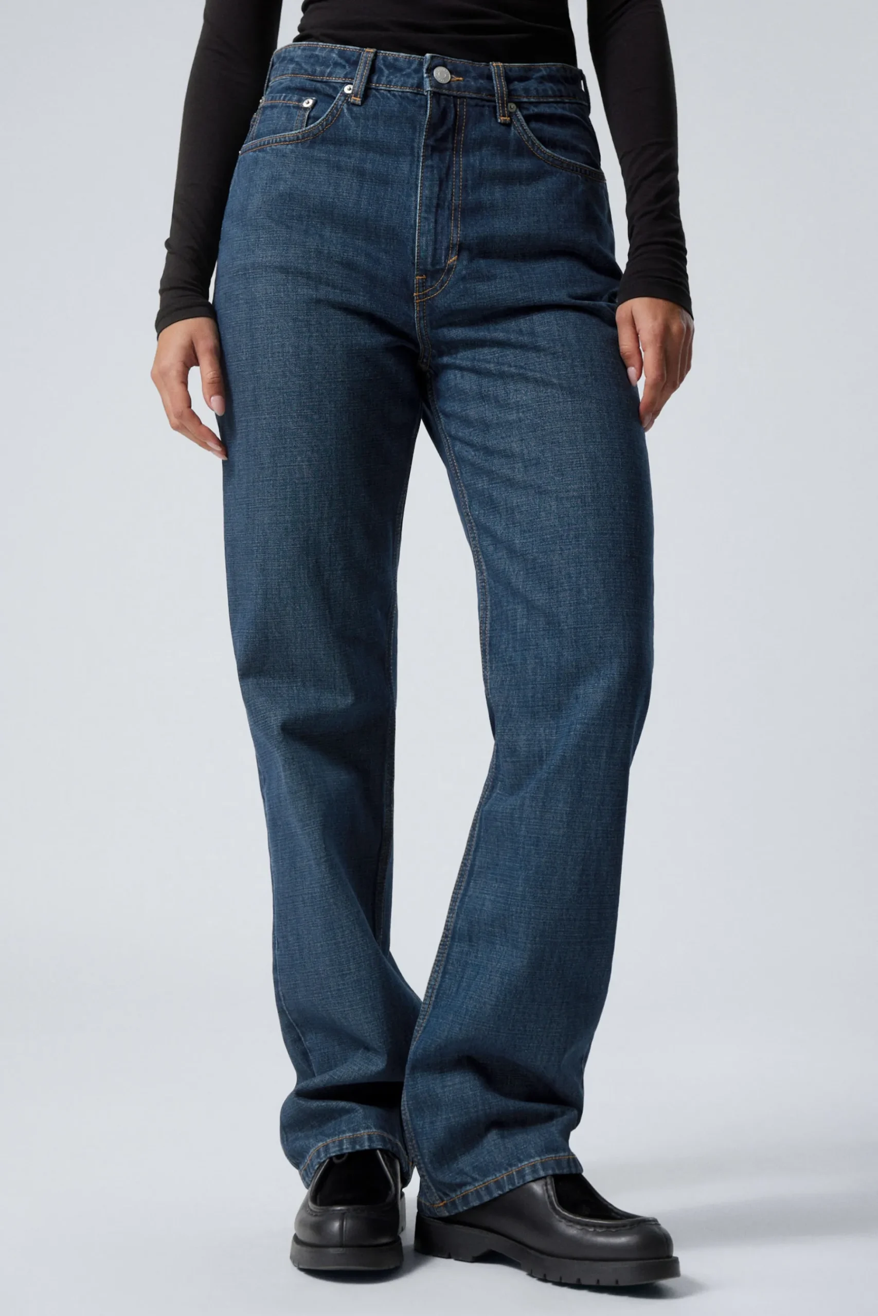 Weekday ROWE SUPER HIGH WAISTED REGULAR STRAIGHT LEG JEANS sapphire blue dark blue Cheap
