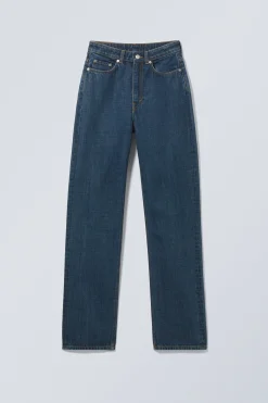Weekday ROWE SUPER HIGH WAISTED REGULAR STRAIGHT LEG JEANS sapphire blue dark blue Cheap