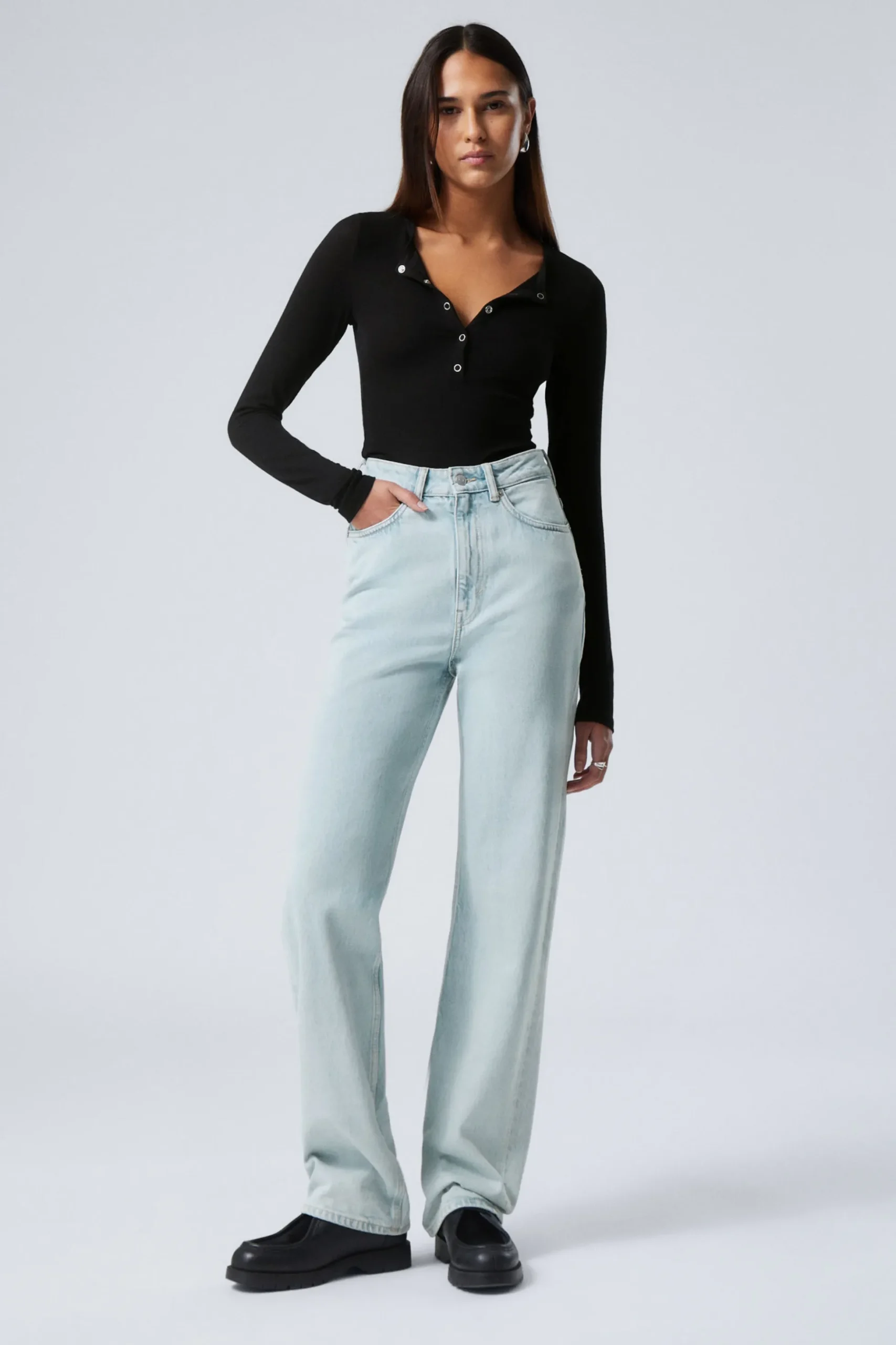 Weekday ROWE SUPER HIGH WAISTED REGULAR STRAIGHT LEG JEANS opulent blue light blue Discount