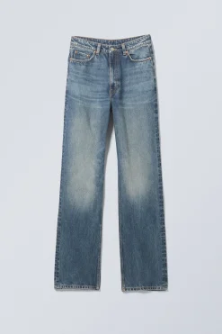 Weekday ROWE SUPER HIGH WAISTED REGULAR STRAIGHT LEG JEANS iron blue medium blue Clearance