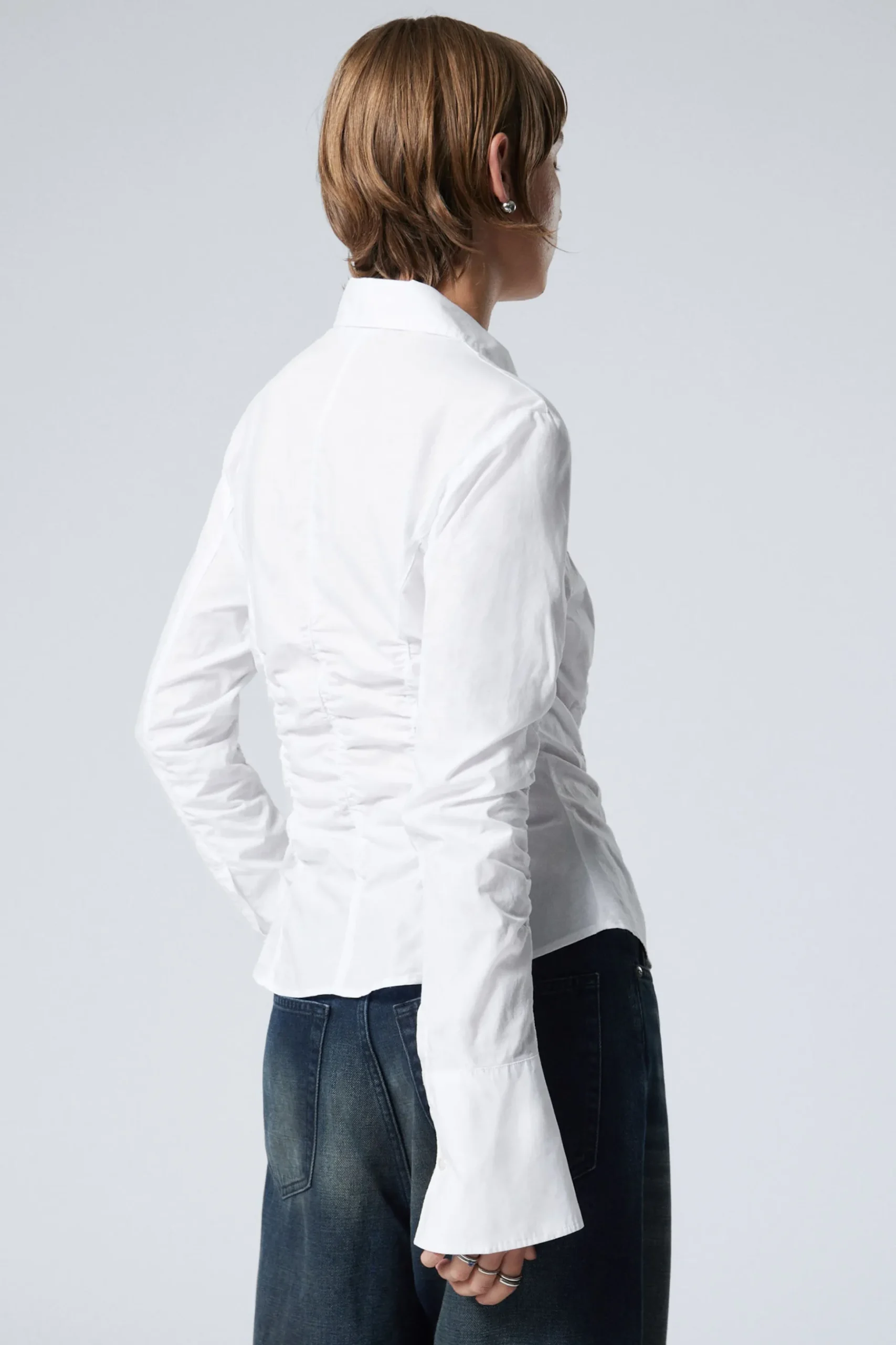 Weekday RUCHED POPLIN SHIRT white Cheap
