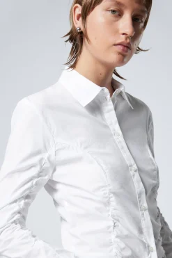 Weekday RUCHED POPLIN SHIRT white Cheap
