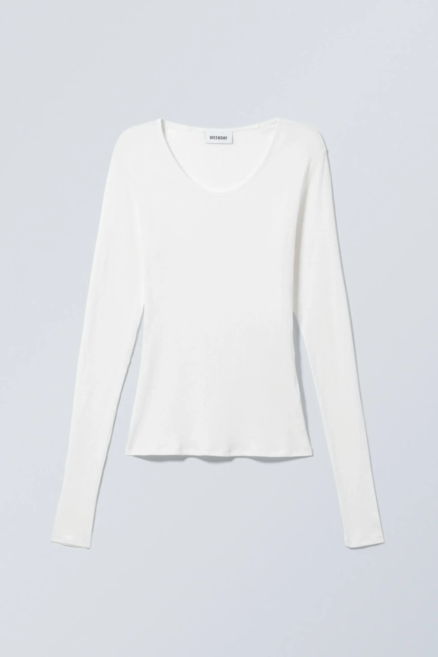 Weekday SHEER RIB LONG SLEEVE TOP white Best Sale