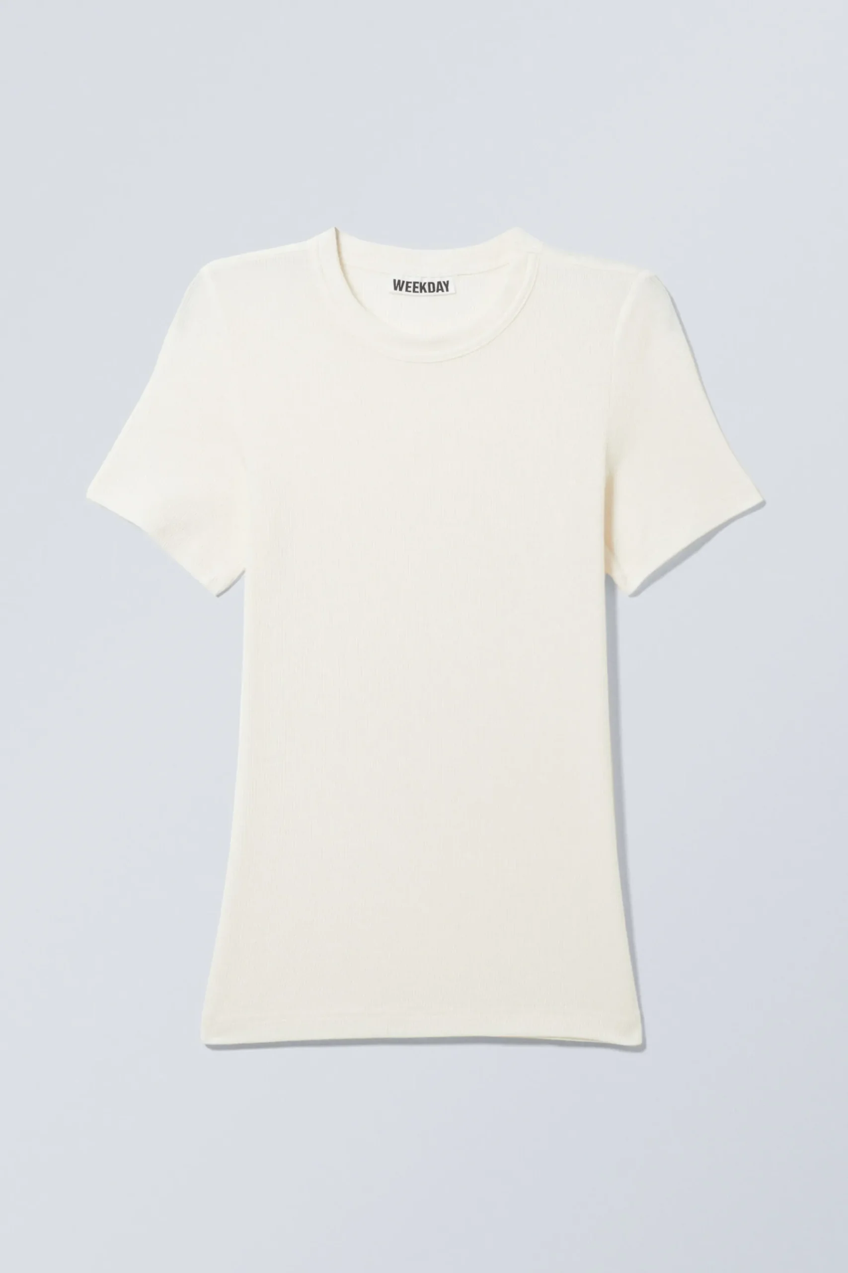 Weekday SHEER RIB SHORT SLEEVE T-SHIRT white Clearance