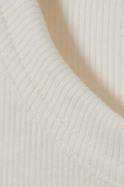 Weekday SHEER RIB SHORT SLEEVE T-SHIRT white Clearance