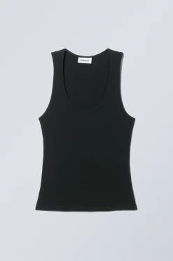 Weekday SHEER RIB TANK TOP black Sale