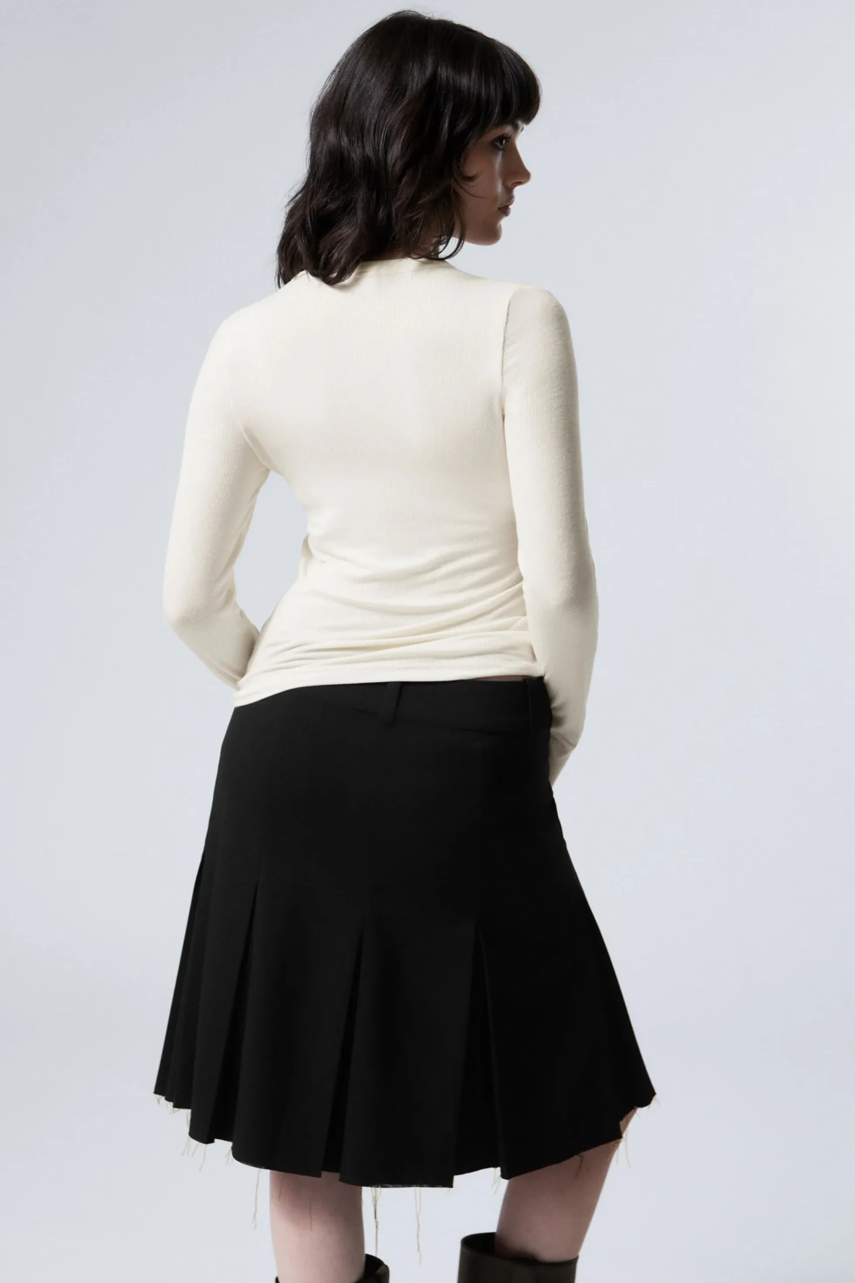 Weekday SHEER RIBBED LONG SLEEVE TOP white Best
