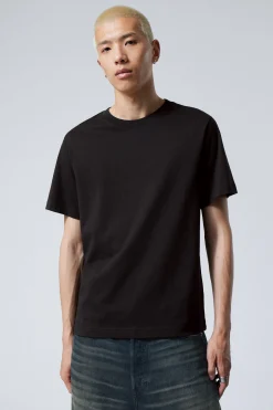 Weekday SHORT BOXY HEAVYWEIGHT T-SHIRT black Store