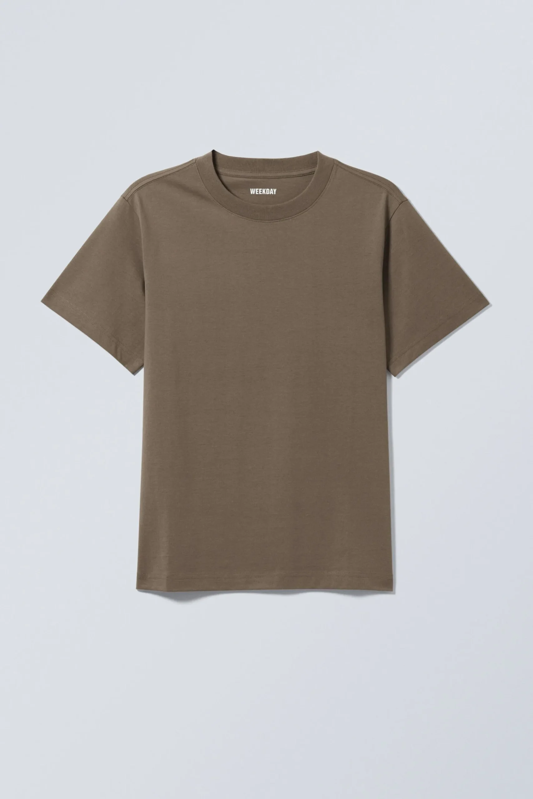 Weekday SHORT BOXY HEAVYWEIGHT T-SHIRT dark mole Flash Sale