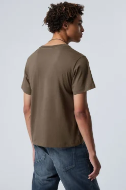 Weekday SHORT BOXY HEAVYWEIGHT T-SHIRT dark mole Flash Sale