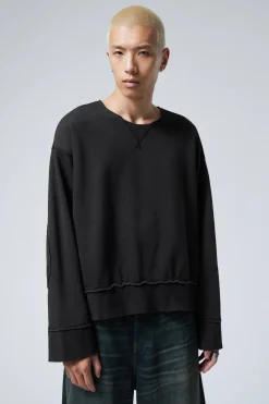 Weekday SHORT DISTRESSED SWEATSHIRT washed black Flash Sale