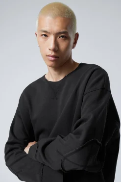 Weekday SHORT DISTRESSED SWEATSHIRT washed black Flash Sale
