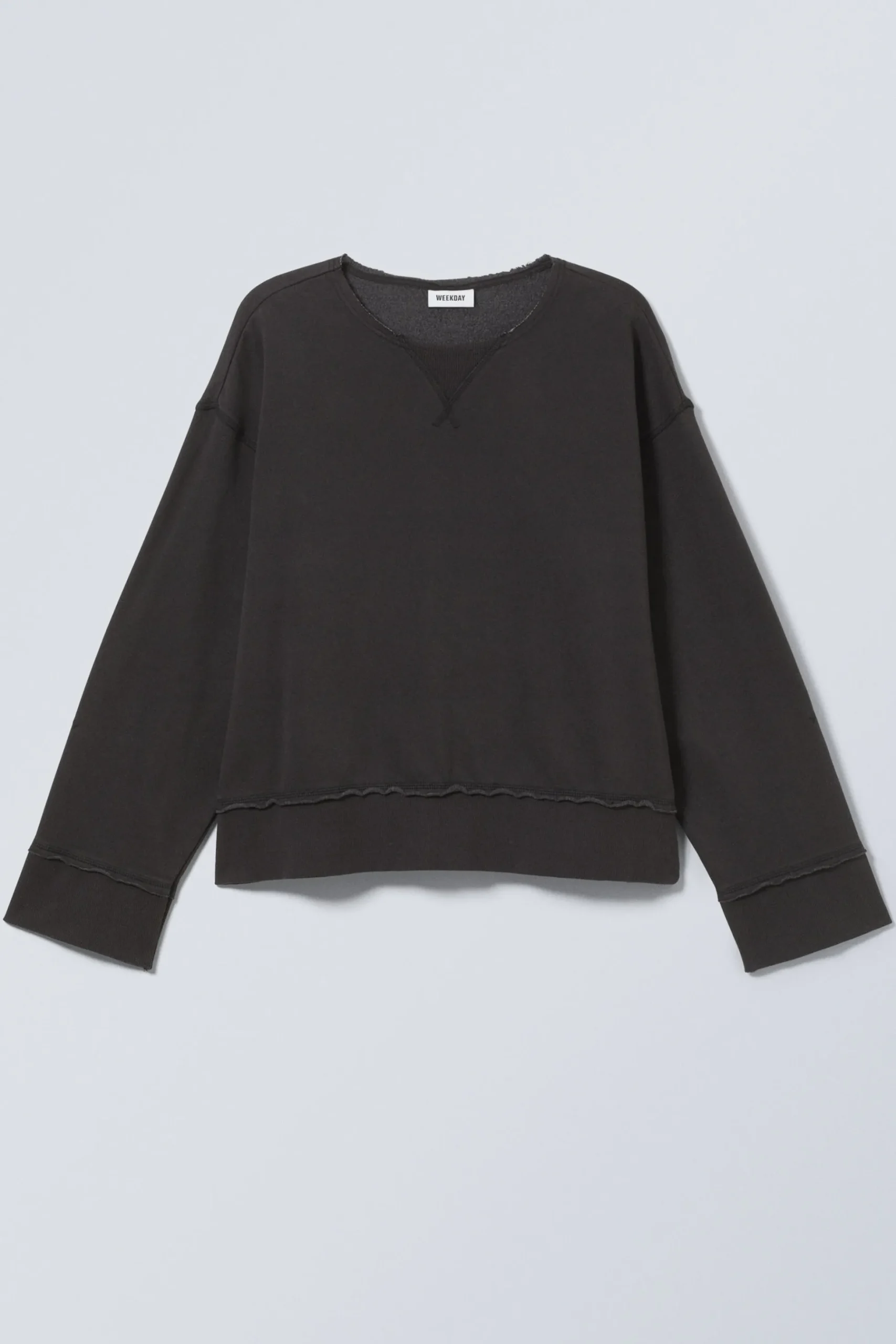 Weekday SHORT DISTRESSED SWEATSHIRT washed black Flash Sale