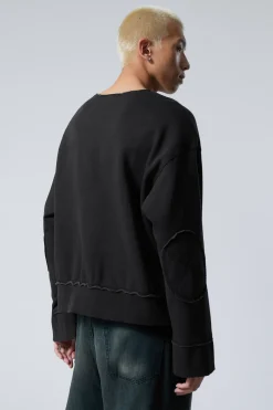 Weekday SHORT DISTRESSED SWEATSHIRT washed black Flash Sale