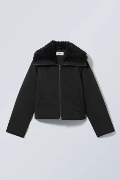 Weekday SHORT FUR COLLAR JACKET black Fashion