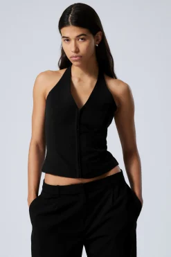 Weekday SHORT HALTERNECK TOP black New