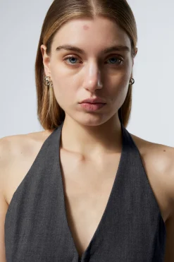 Weekday SHORT HALTERNECK TOP dark grey Discount