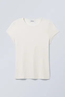 Weekday SHORT SLEEVE FITTED T-SHIRT dusty white Best Sale