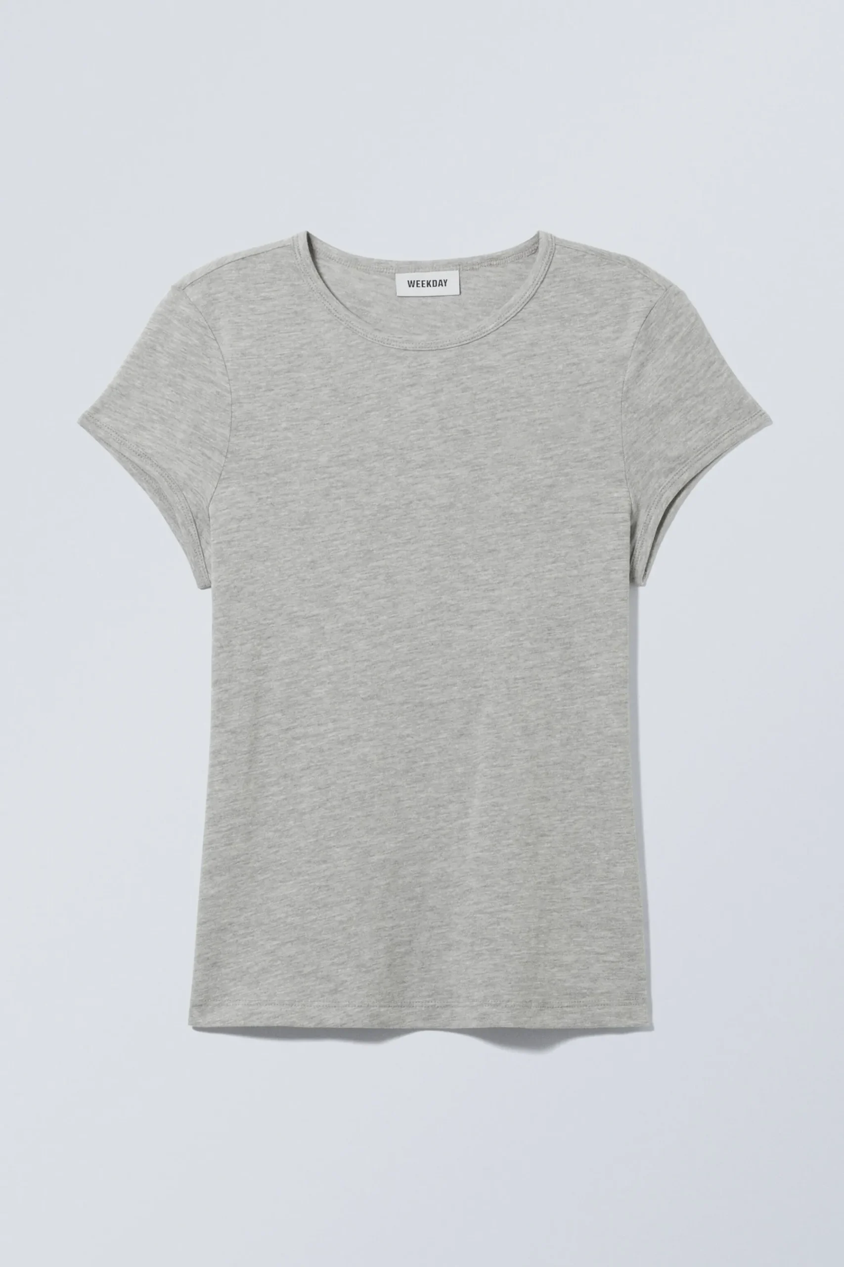 Weekday SHORT SLEEVE FITTED T-SHIRT light grey melange Sale